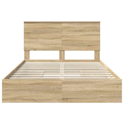 vidaXL Storage Bed with Drawer Sonoma Oak 140 x 200 cm Engineered Wood