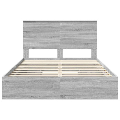 vidaXL Storage Bed Grey Sonoma 140 x 200 cm Engineered Wood