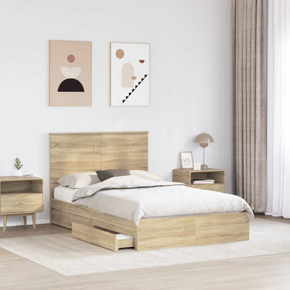 vidaXL Storage Bed with Drawer Sonoma Oak 135 x 190 cm Engineered Wood