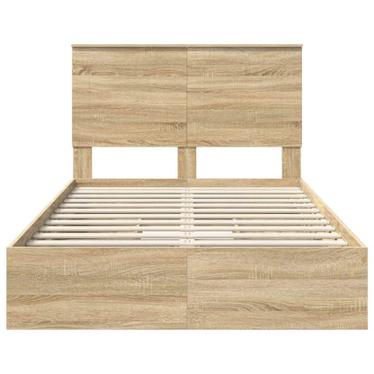 vidaXL Storage Bed with Drawer Sonoma Oak 135 x 190 cm Engineered Wood