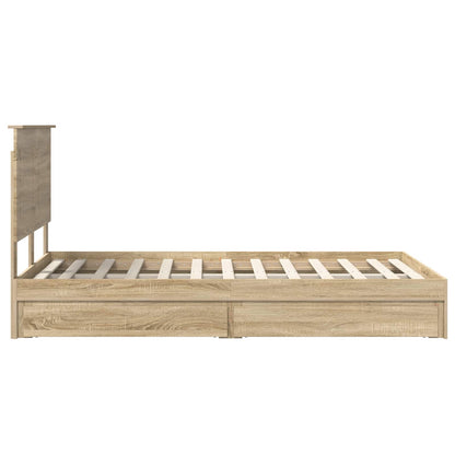 vidaXL Storage Bed with Drawer Sonoma Oak 135 x 190 cm Engineered Wood