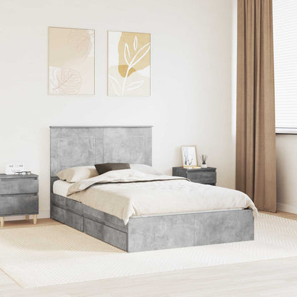 vidaXL Storage Bed Concrete Grey 135 x 190 cm Engineered Wood