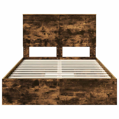 vidaXL Storage Bed with Drawer Smoked Oak 120 x 200 cm Engineered Wood