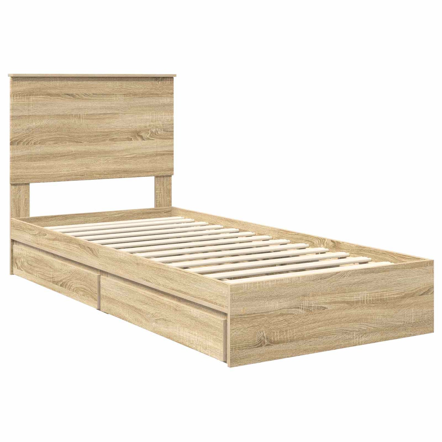 vidaXL Storage Bed with Drawer Sonoma Oak 100 x 200 cm Engineered Wood