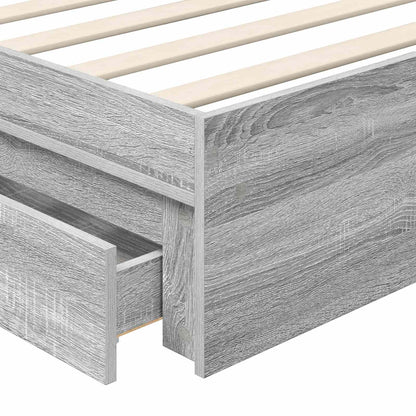 vidaXL Storage Bed Grey Sonoma 100 x 200 cm Engineered Wood