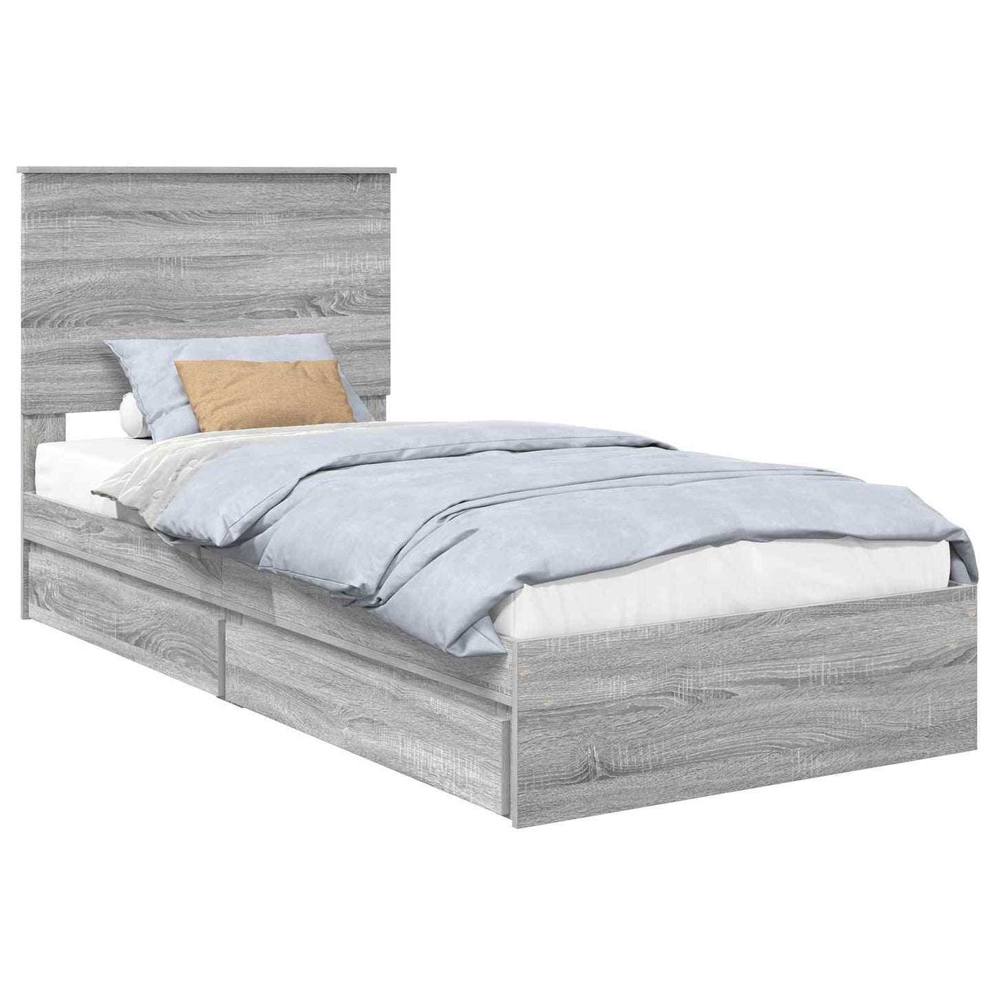 vidaXL Storage Bed Grey Sonoma 100 x 200 cm Engineered Wood
