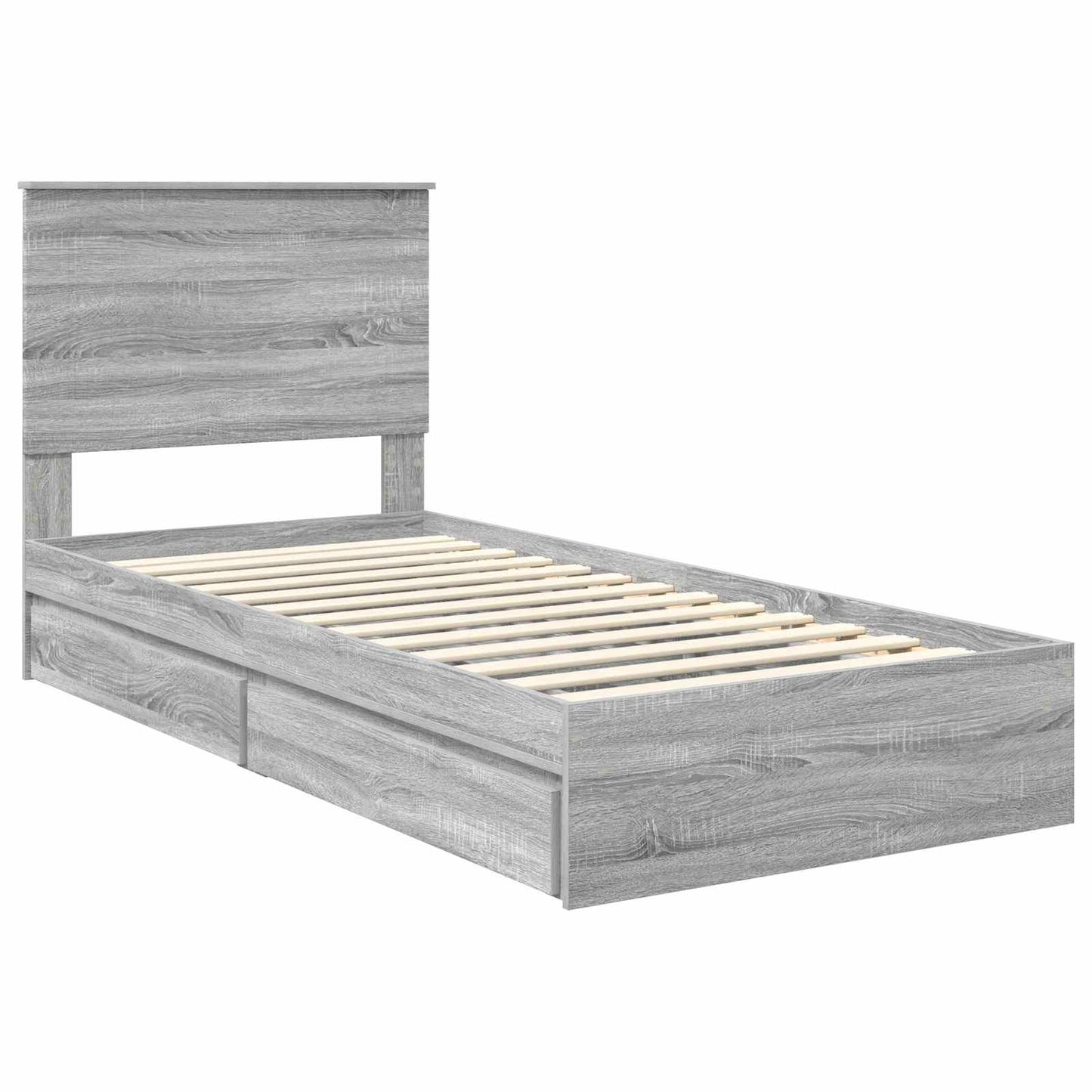 vidaXL Storage Bed Grey Sonoma 100 x 200 cm Engineered Wood