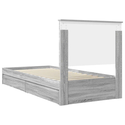 vidaXL Storage Bed Grey Sonoma 100 x 200 cm Engineered Wood