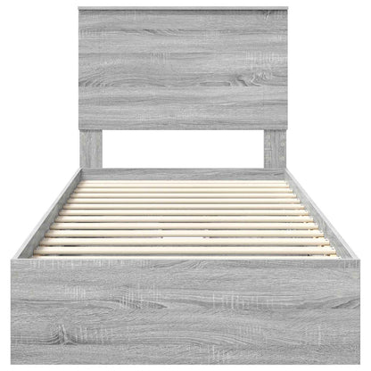 vidaXL Storage Bed Grey Sonoma 100 x 200 cm Engineered Wood