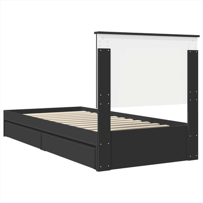 vidaXL Storage Bed with Headboard Black 90 x 190 cm Engineered Wood