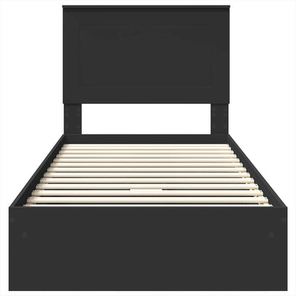 vidaXL Storage Bed with Headboard Black 90 x 190 cm Engineered Wood