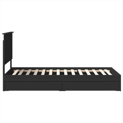 vidaXL Storage Bed with Headboard Black 90 x 190 cm Engineered Wood