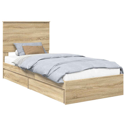 vidaXL Storage Bed with Drawer Sonoma Oak 90 x 190 cm Engineered Wood
