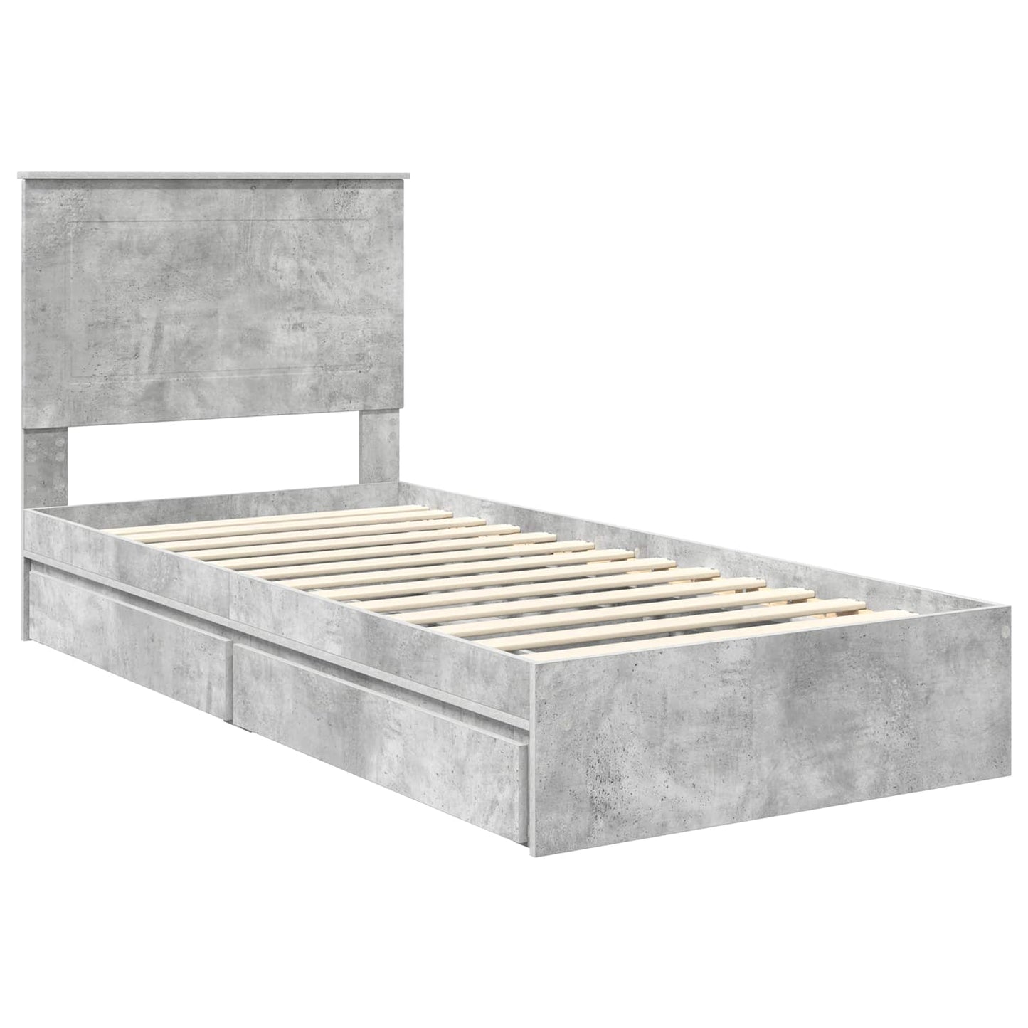 vidaXL Storage Bed Concrete Grey 90 x 190 cm Engineered Wood