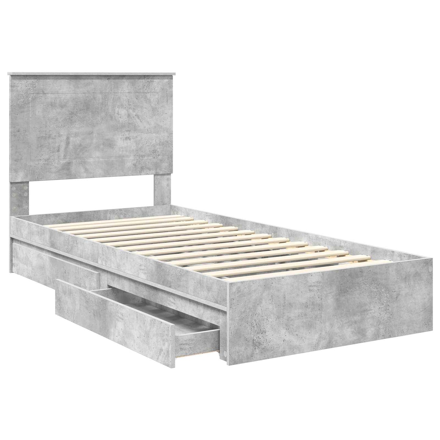 vidaXL Storage Bed Concrete Grey 90 x 190 cm Engineered Wood