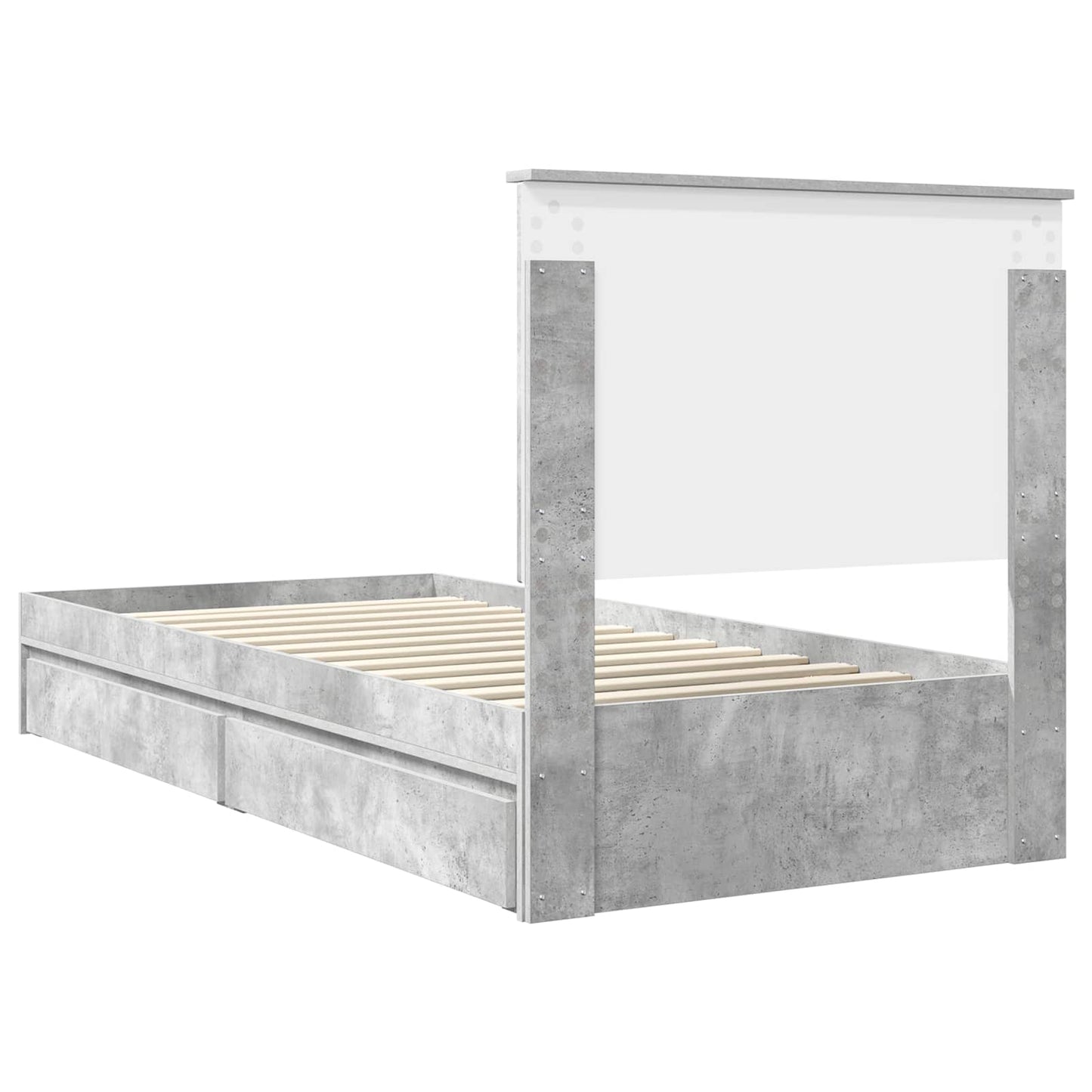 vidaXL Storage Bed Concrete Grey 90 x 190 cm Engineered Wood