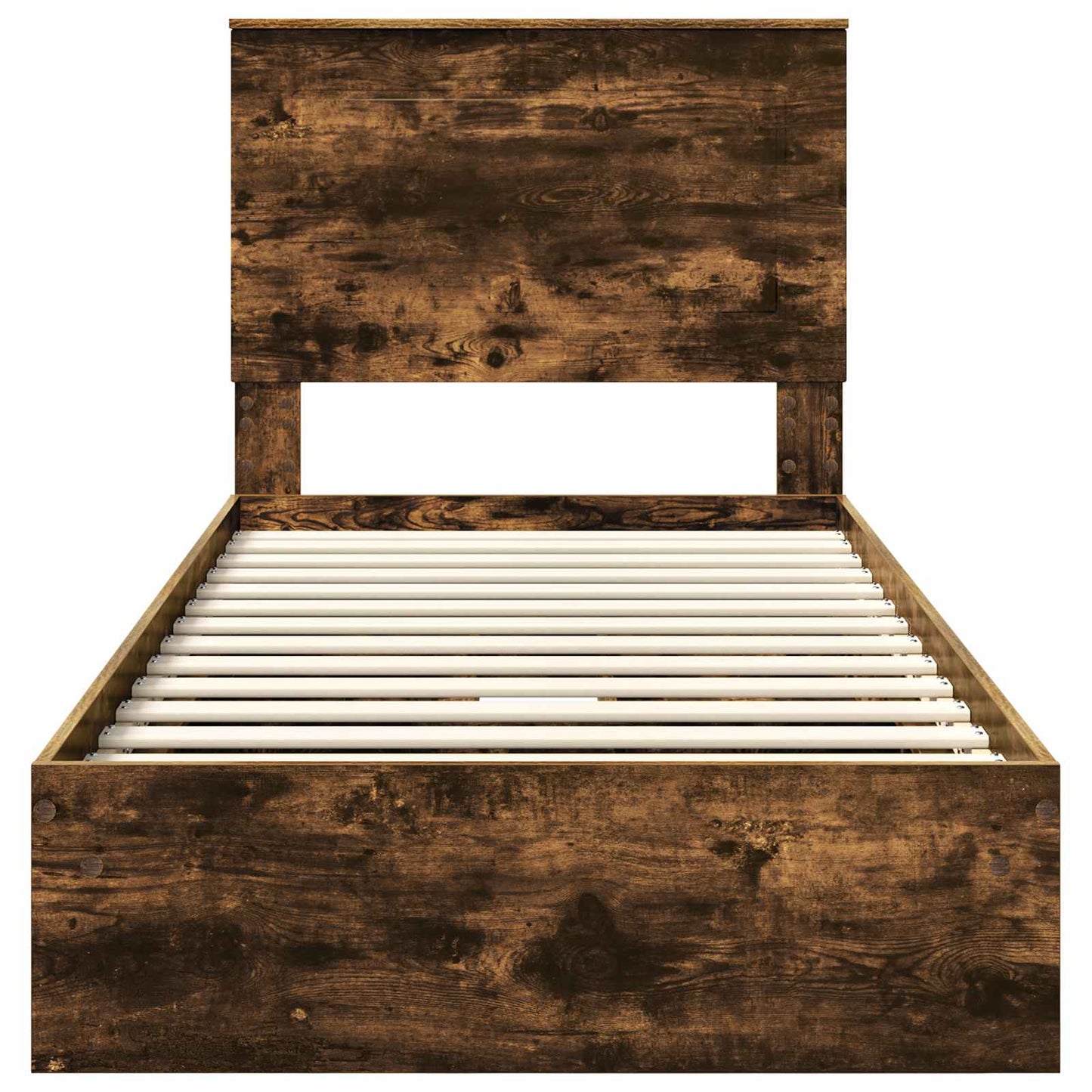 vidaXL Storage Bed with Drawer Smoked Oak 90 x 190 cm Engineered Wood