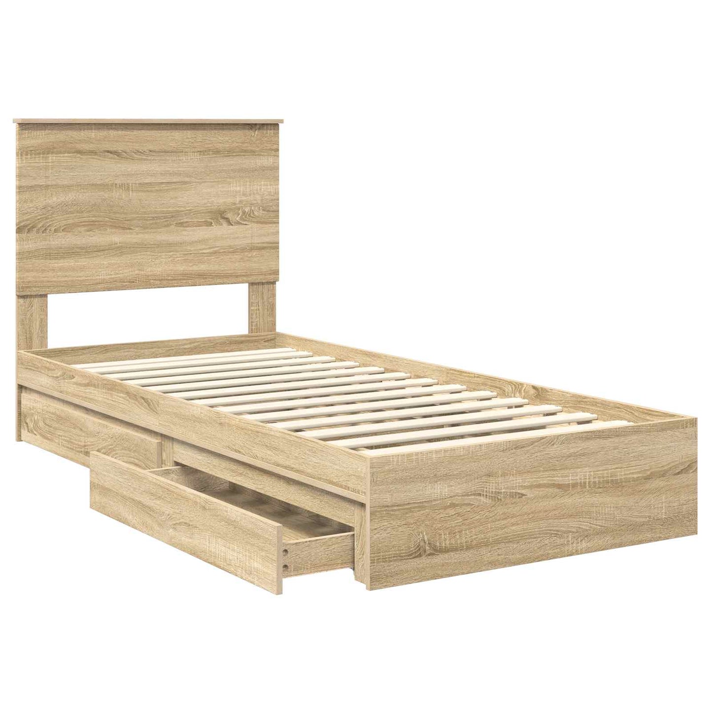 vidaXL Storage Bed with Drawer Sonoma Oak 90 x 200 cm Engineered Wood