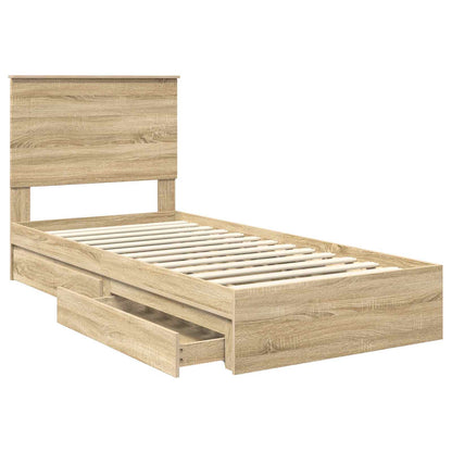 vidaXL Storage Bed with Drawer Sonoma Oak 90 x 200 cm Engineered Wood