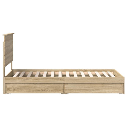 vidaXL Storage Bed with Drawer Sonoma Oak 90 x 200 cm Engineered Wood
