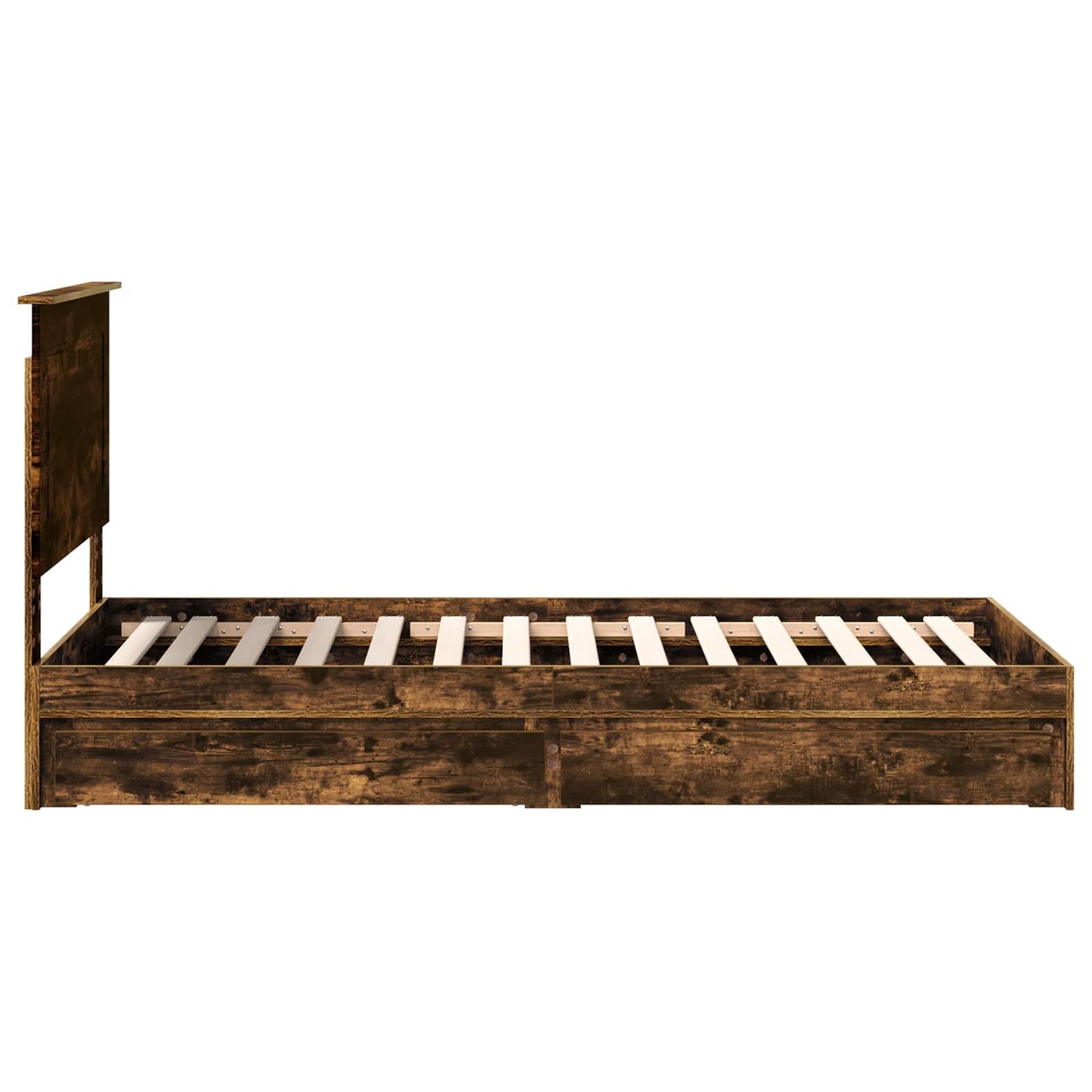vidaXL Storage Bed with Drawer Smoked Oak 90 x 200 cm Engineered Wood