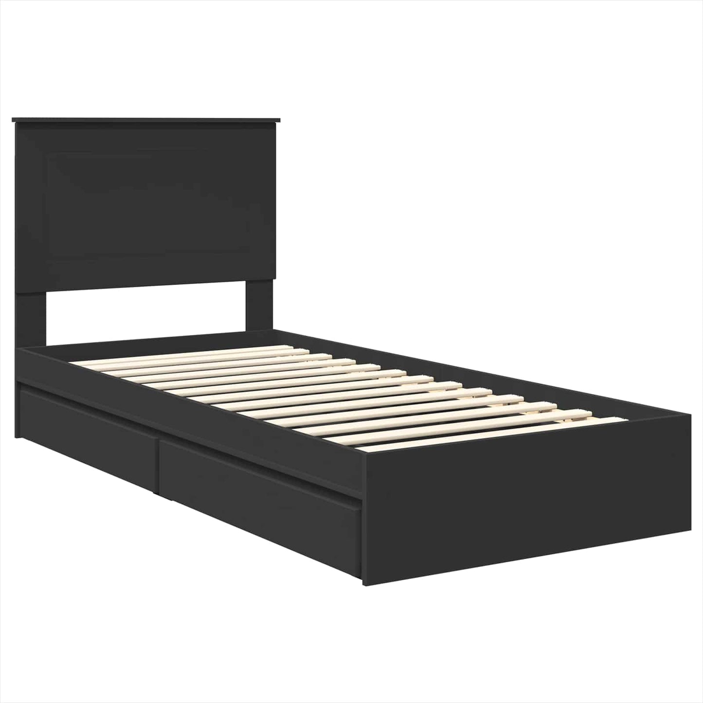 vidaXL Storage Bed with Headboard Black 75 x 190 cm Engineered Wood