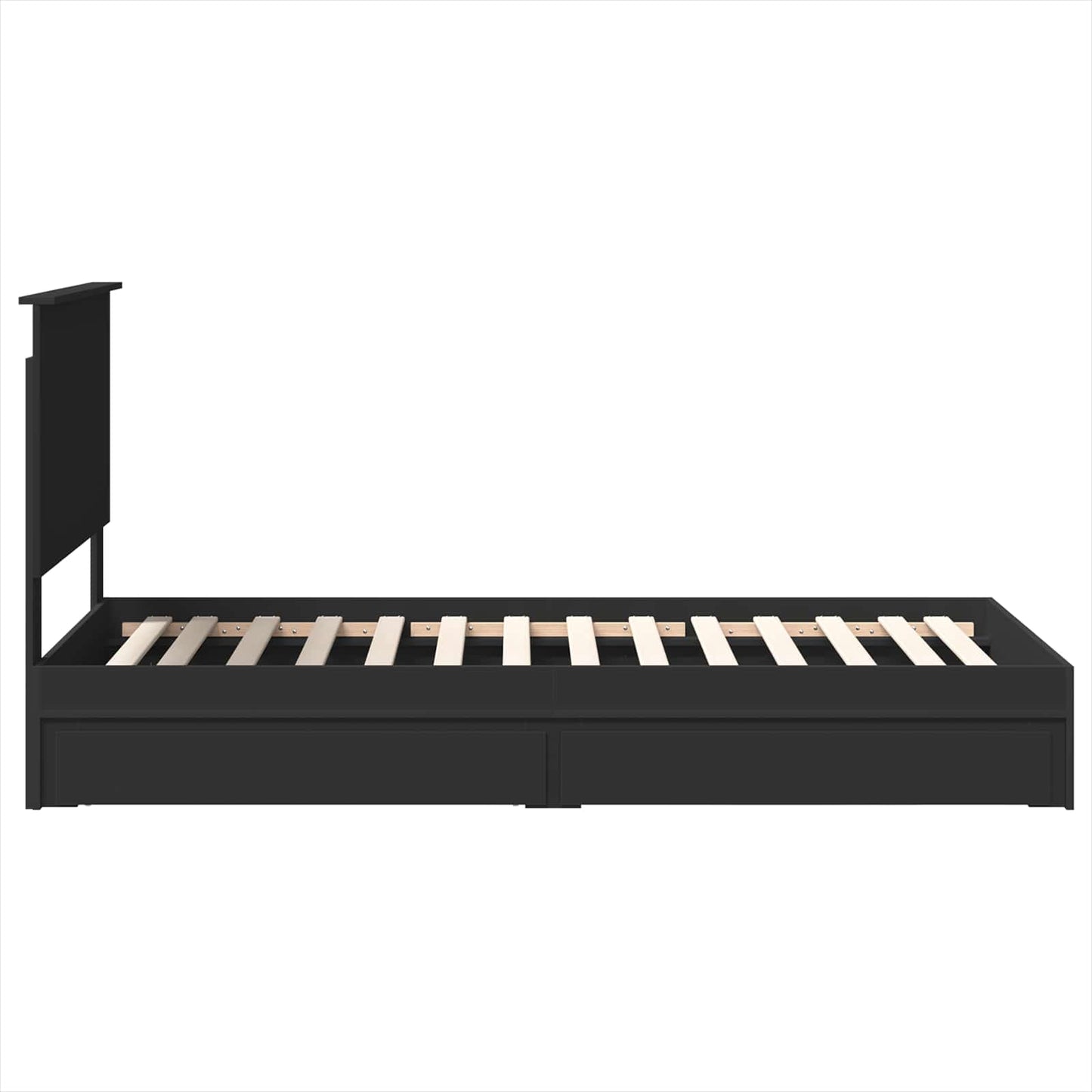 vidaXL Storage Bed with Headboard Black 75 x 190 cm Engineered Wood