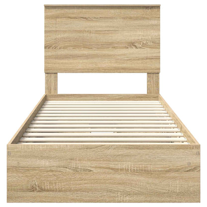 vidaXL Storage Bed with Drawer Sonoma Oak 75 x 190 cm Engineered Wood
