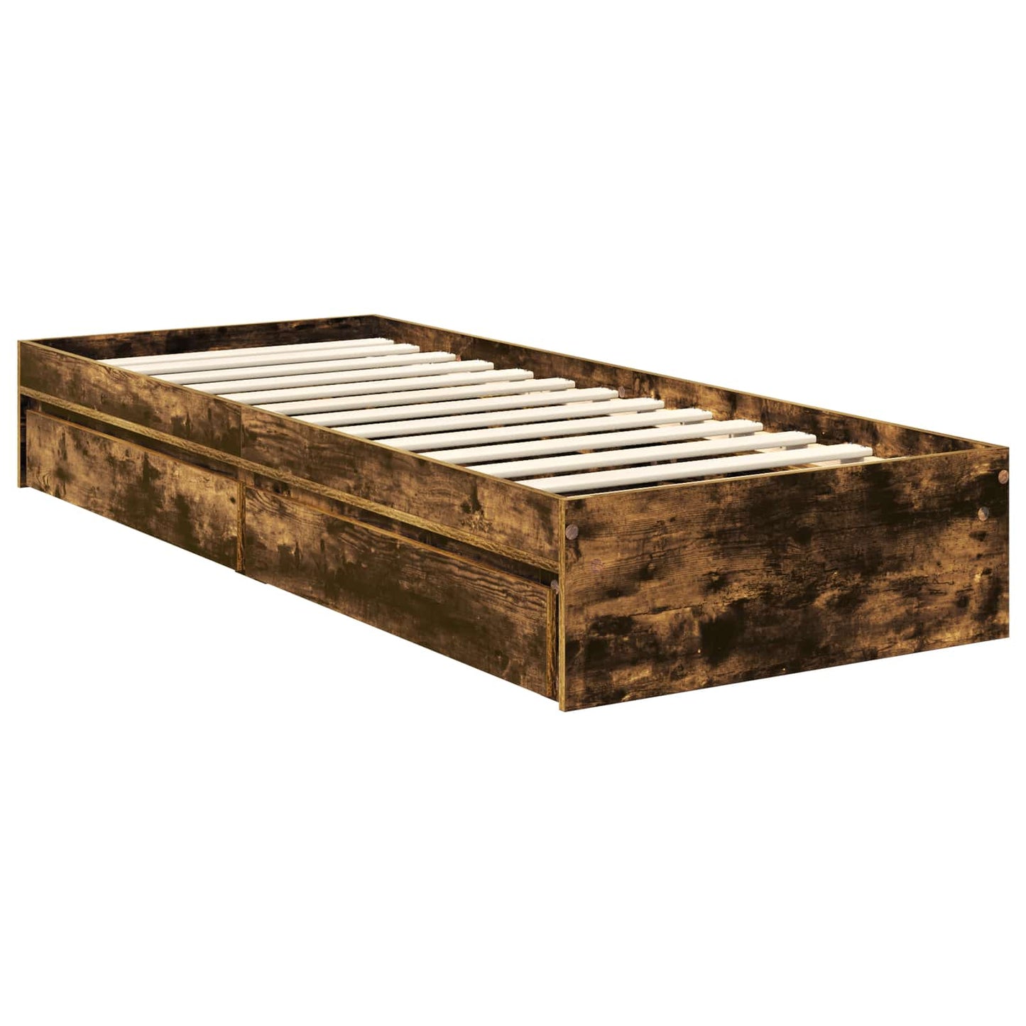vidaXL Storage Bed with Drawer Smoked Oak 75 x 190 cm Engineered Wood