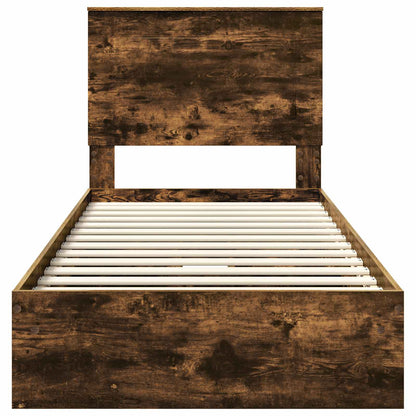 vidaXL Storage Bed with Drawer Smoked Oak 75 x 190 cm Engineered Wood