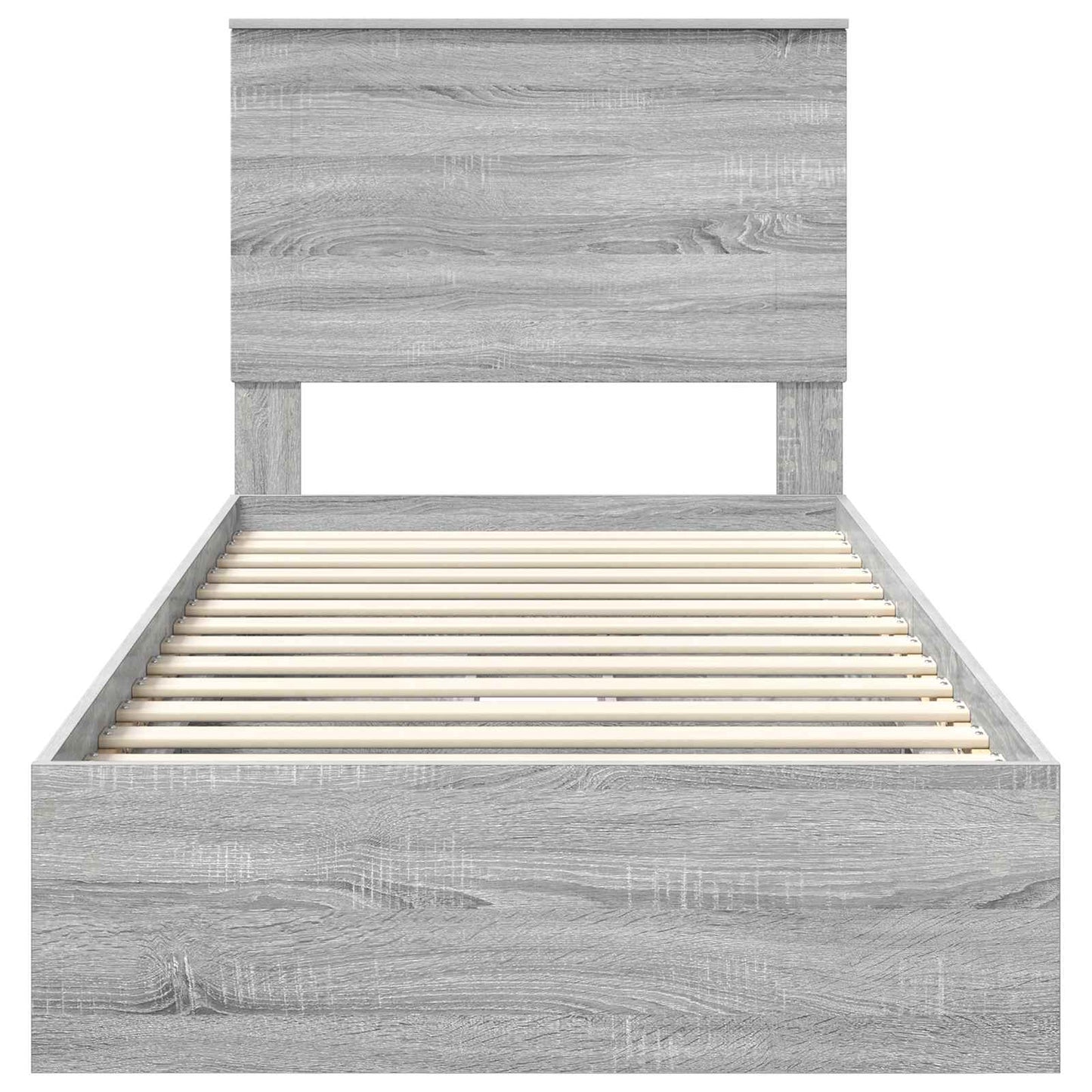 vidaXL Storage Bed with Drawer Grey Sonoma 75 x 190 cm Engineered Wood