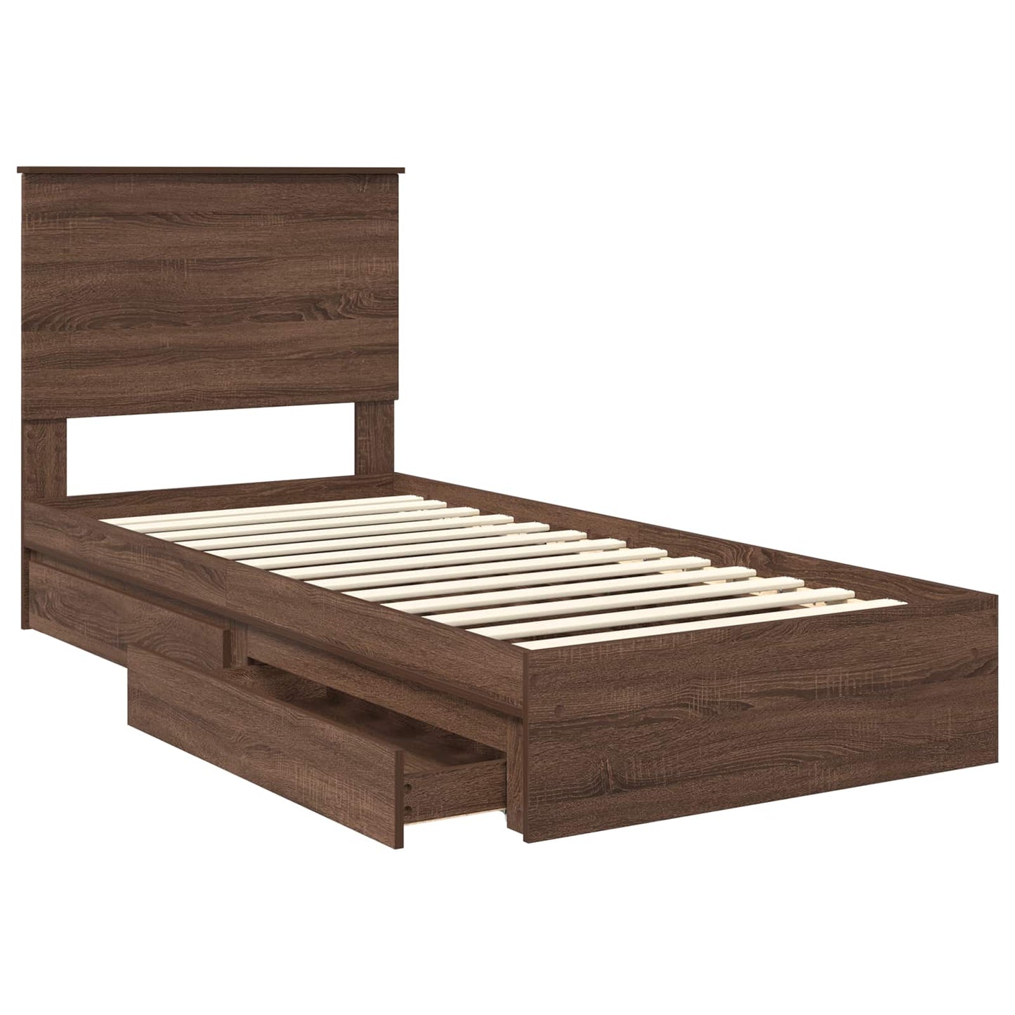 vidaXL Storage Bed with Drawer Brown Oak 75 x 190 cm Engineered Wood