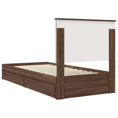 vidaXL Storage Bed with Drawer Brown Oak 75 x 190 cm Engineered Wood