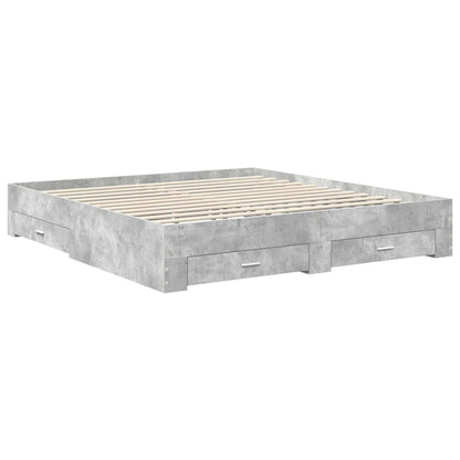 vidaXL Bed Frame Concrete Grey 200 x 200 cm Engineered Wood