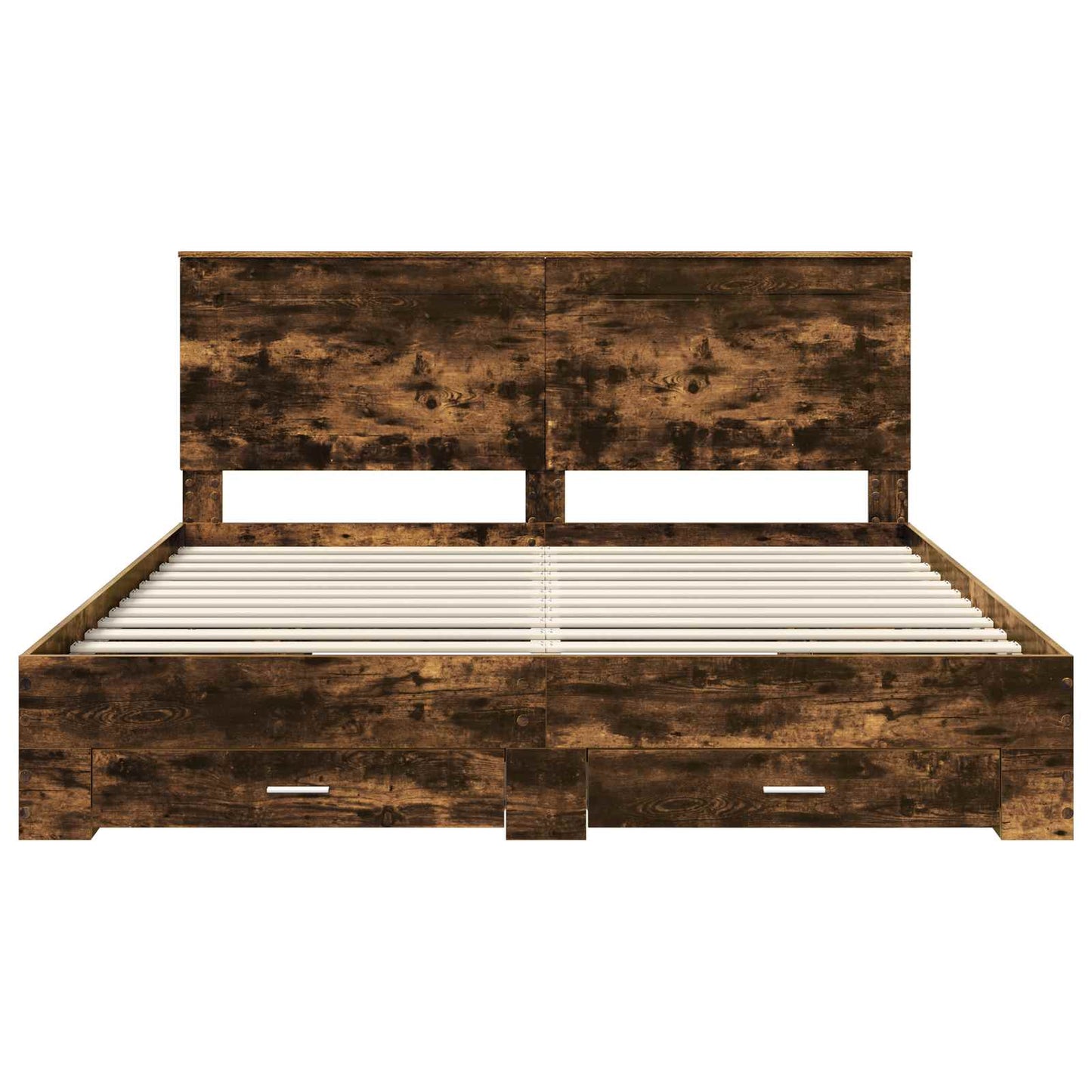 vidaXL Bed Frame with Drawer Smoked Oak 200 x 200 cm Engineered Wood