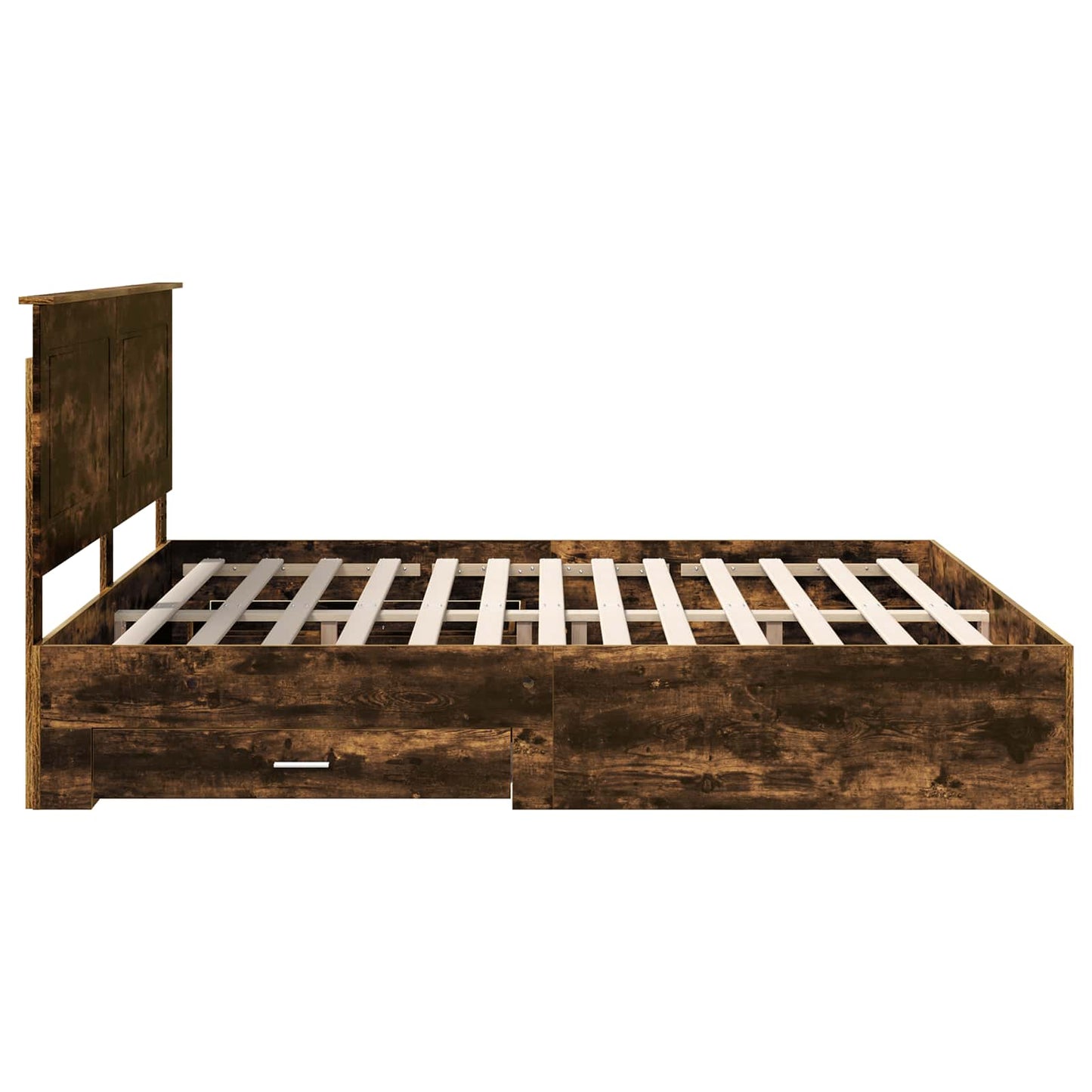 vidaXL Bed Frame with Drawer Smoked Oak 200 x 200 cm Engineered Wood