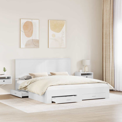 vidaXL Bed Frame with Headboard White 180 x 200 cm Engineered Wood