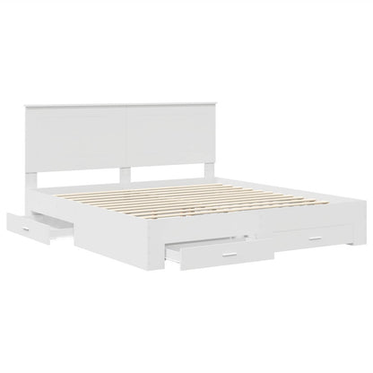 vidaXL Bed Frame with Headboard White 180 x 200 cm Engineered Wood