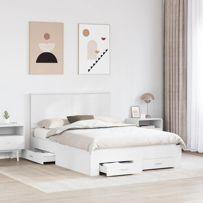 vidaXL Bed Frame with Headboard White 160 x 200 cm Engineered Wood