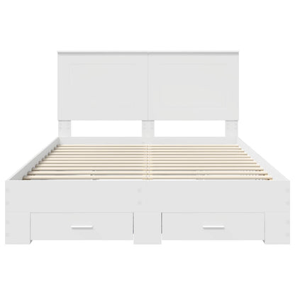 vidaXL Bed Frame with Headboard White 160 x 200 cm Engineered Wood
