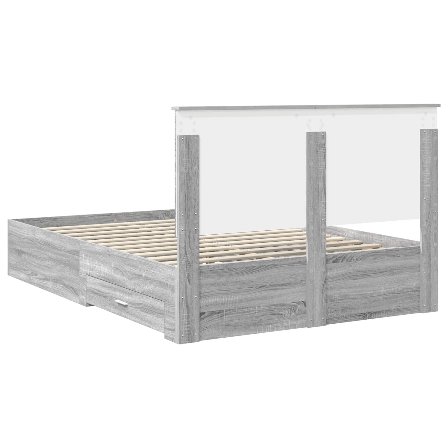 vidaXL Bed Frame with Drawer Grey Sonoma 160 x 200 cm Engineered Wood