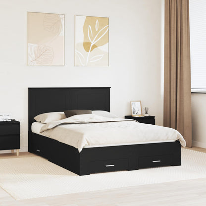 vidaXL Bed Frame Black and Silver 150 x 200 cm Engineered Wood