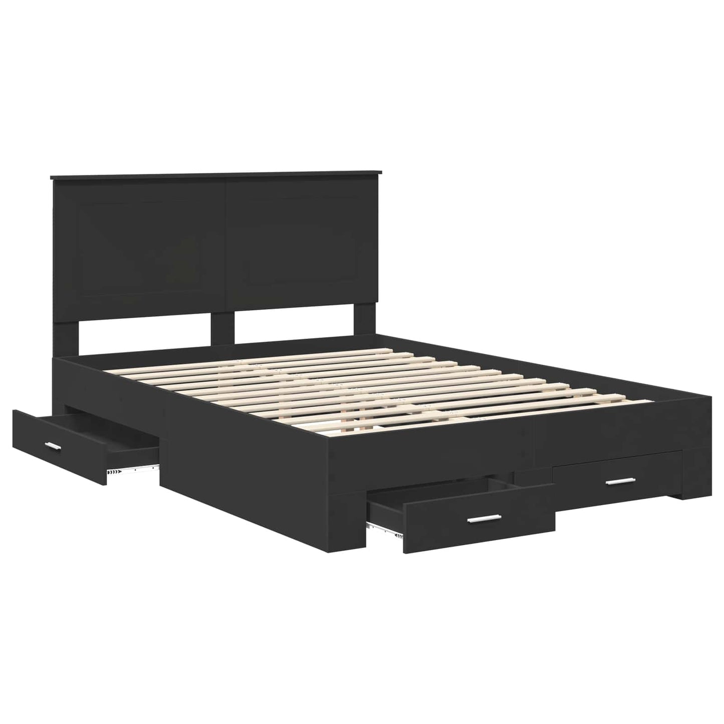 vidaXL Bed Frame Black and Silver 150 x 200 cm Engineered Wood