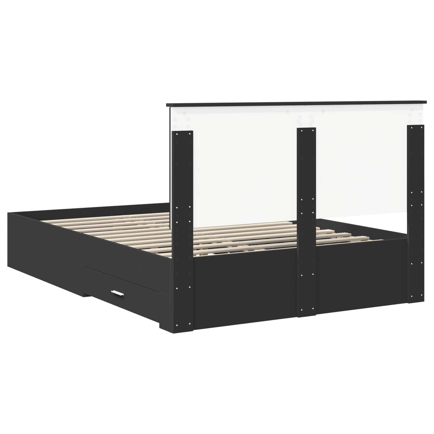 vidaXL Bed Frame Black and Silver 150 x 200 cm Engineered Wood