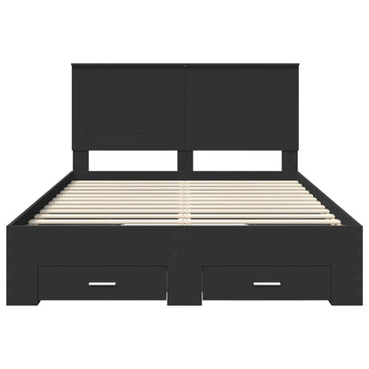 vidaXL Bed Frame Black and Silver 150 x 200 cm Engineered Wood
