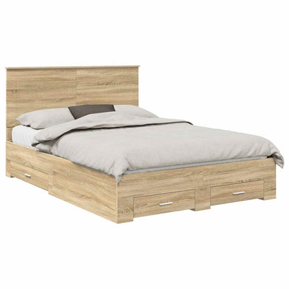 vidaXL Bed Frame with Drawer Sonoma Oak 150 x 200 cm Engineered Wood