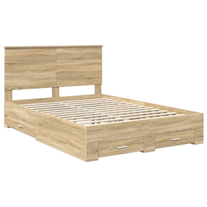 vidaXL Bed Frame with Drawer Sonoma Oak 150 x 200 cm Engineered Wood