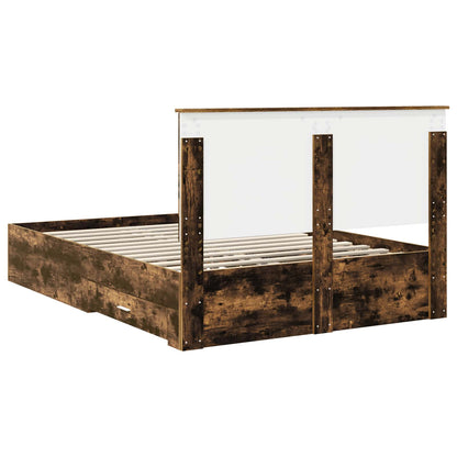 vidaXL Bed Frame with Drawer Smoked Oak 150 x 200 cm Engineered Wood