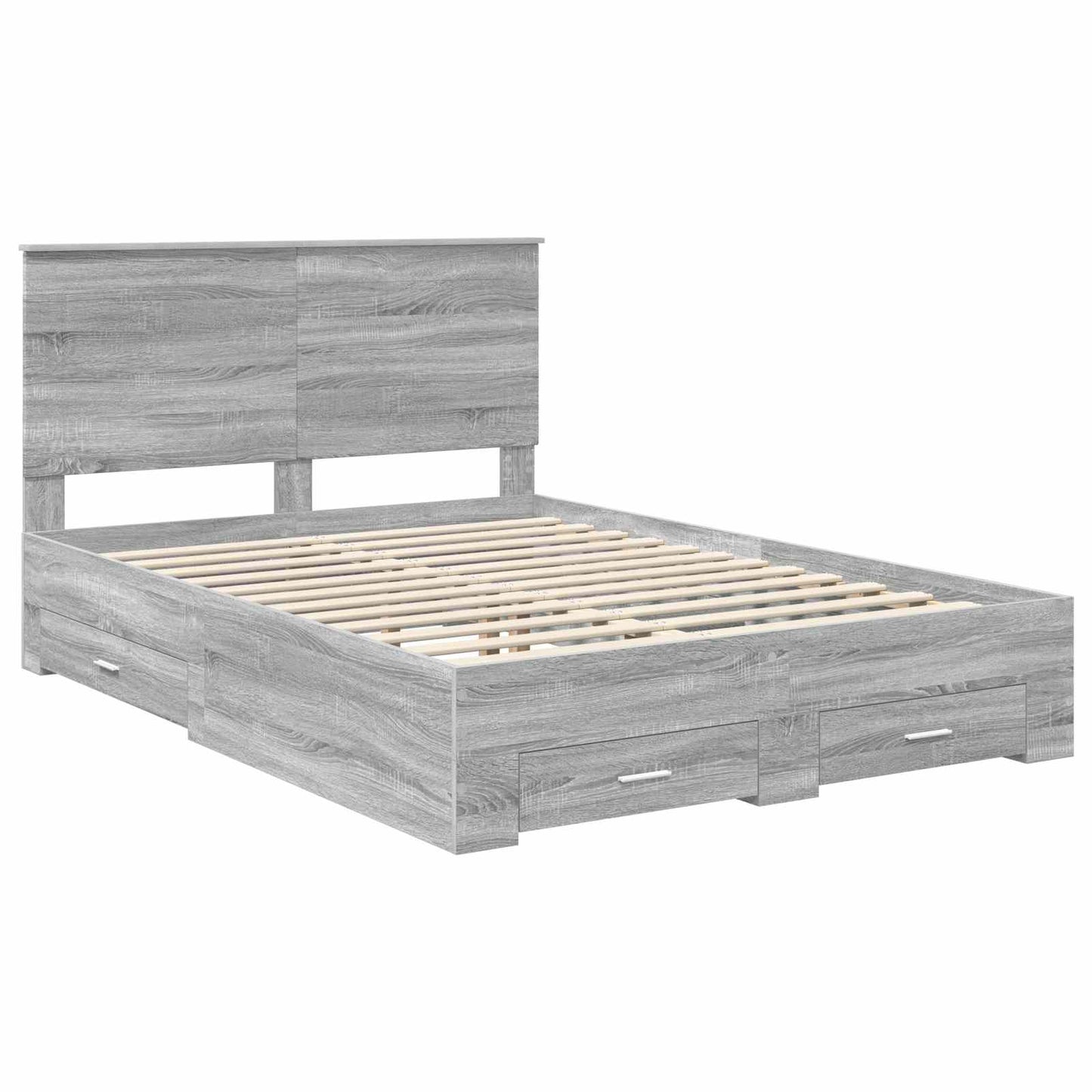 vidaXL Bed Frame with Drawer Grey Sonoma 150 x 200 cm Engineered Wood