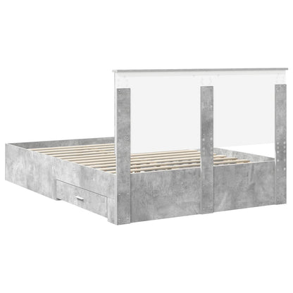 vidaXL Bed Frame Concrete Grey 140 x 190 cm Engineered Wood